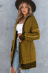 Plaid Knitted Long Open Front Cardigan